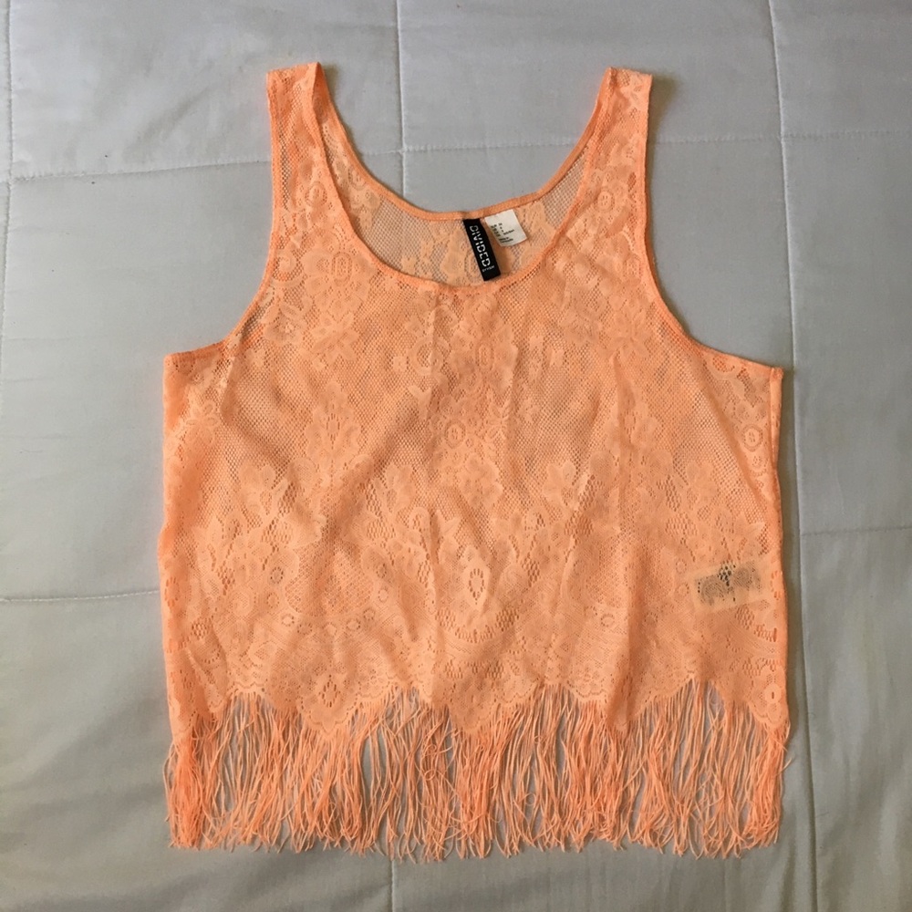 Neon Orange fringe top
